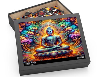 Psychedelic Buddha Jigsaw Puzzle - Meditative Zen Art for Spiritual Awakening and Decor Puzzle (120, 252, 500-Piece)