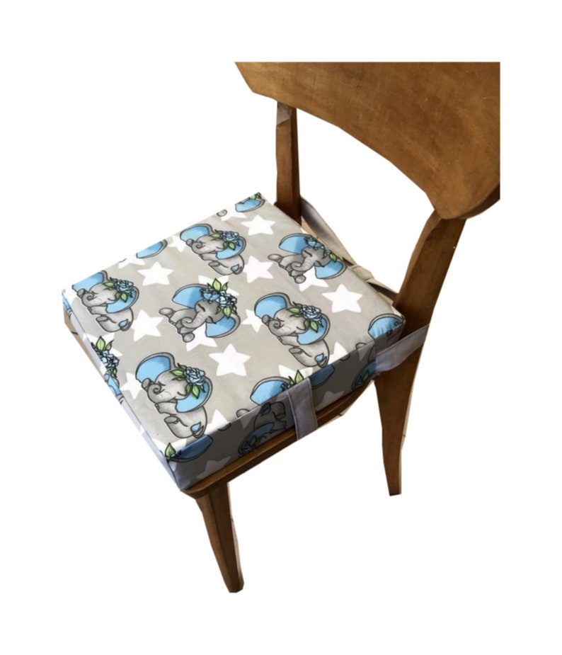 Accent chair cushion, children's booster cushion with removable cover zip closure 32x32x8cm Colors of your choice Elephant