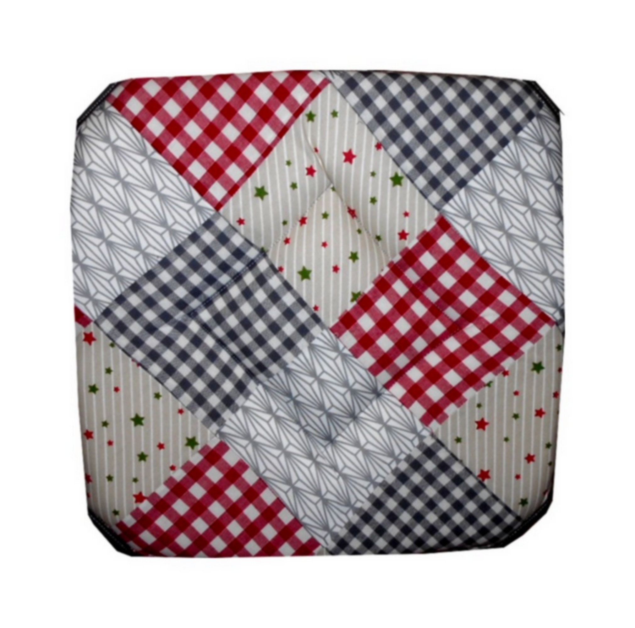 Lot 6 Galettes, Coussins, Dessus, Assises de Chaise Patchwork avec Rabats 38x38cm