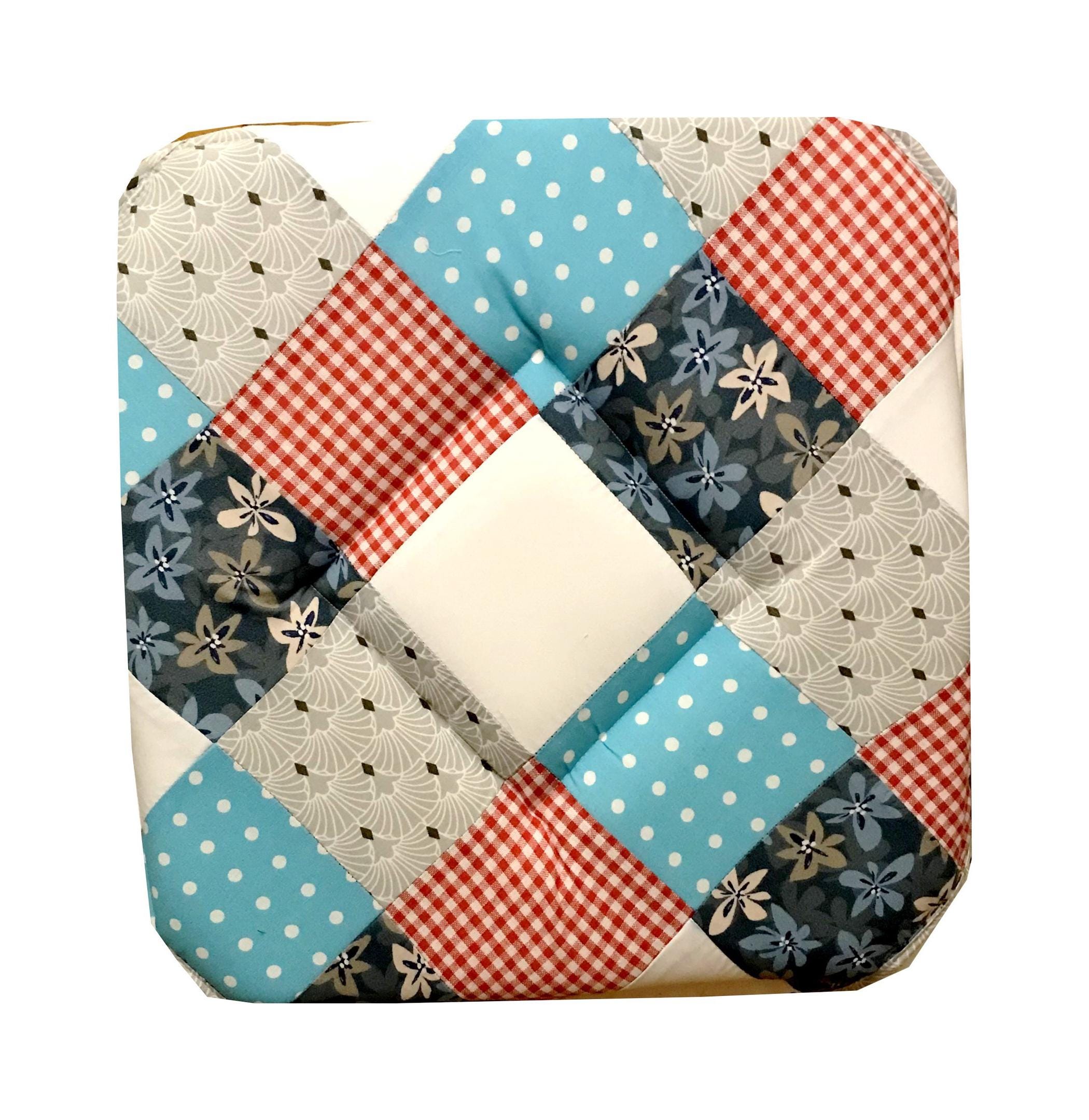 CATTANI TESSUTI Galettes De Chaise à Rabats - Coussins De Chaise Cuisine Set 6 – Couleur Beige – Tissu Jacquard Matelasse – Avec Rabat – Avec Fermeture éclair – 40 X 40 Cm