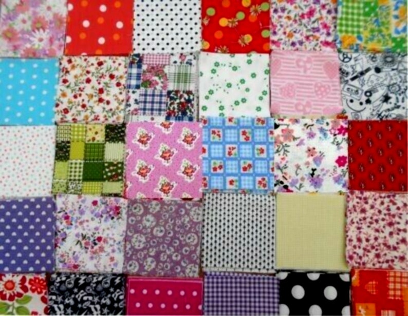 Lot 50/100 patchwork fabric coupons, scrapbooking 10x10cm, sewing, haberdashery, creation, Flower Prints image 1