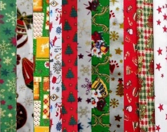 Lot 15 coupons tissu patchwork 10x20cm, couture, mercerie, création, Motifs Noël