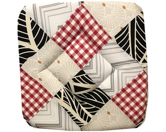 Lot 6 galettes, coussins, dessus, assises de chaise Patchwork avec rabats 38x38cm