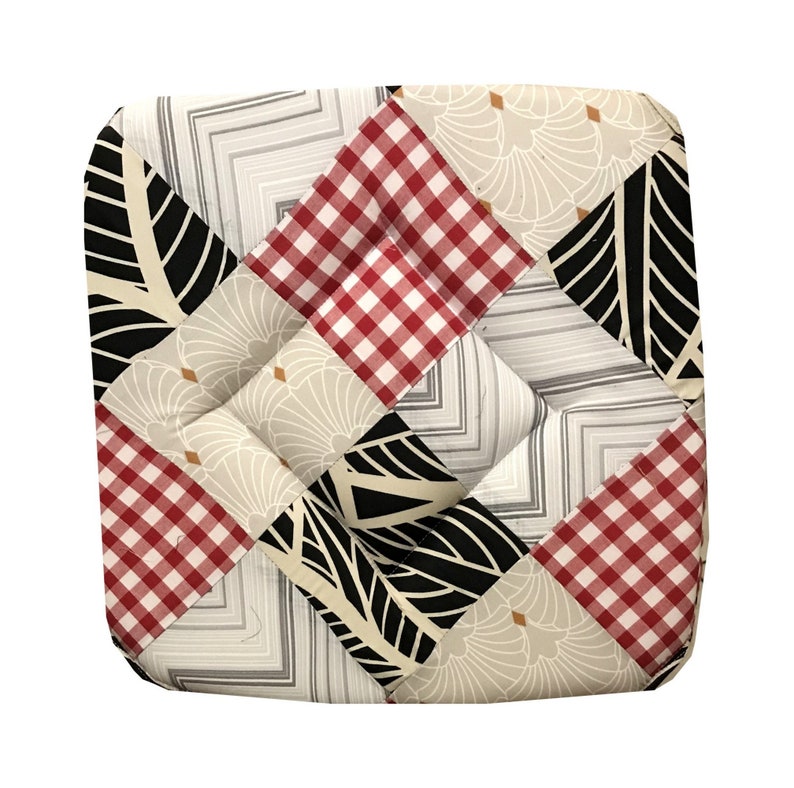 Lot 6 galettes, coussins, dessus, assises de chaise Patchwork avec rabats 38x38cm image 1