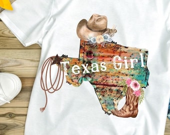 Texas Girl PNG: Distressed Design, Sublimation (Digital Design)