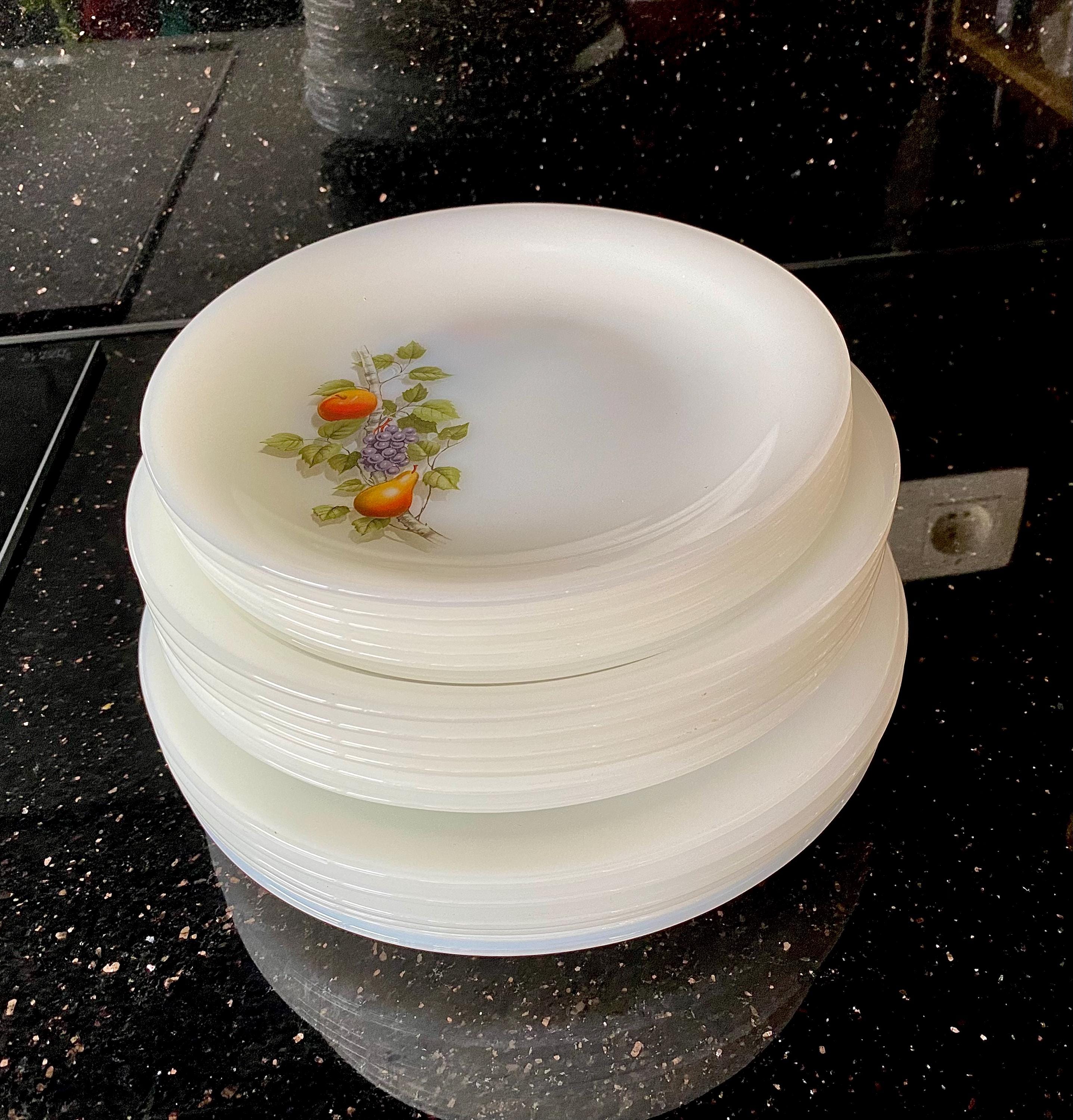 Assiettes Plates Arcopal Décor Fruits - Lot Verre - Occasion