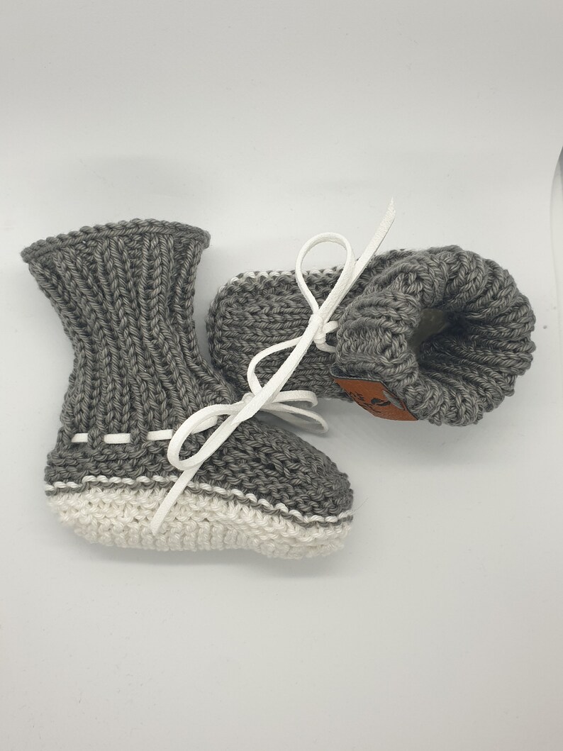 Knitted baby socks/baby boots, first socks for babies, newborn socks for boys and girls, birth gift, knitted baby clothes image 3