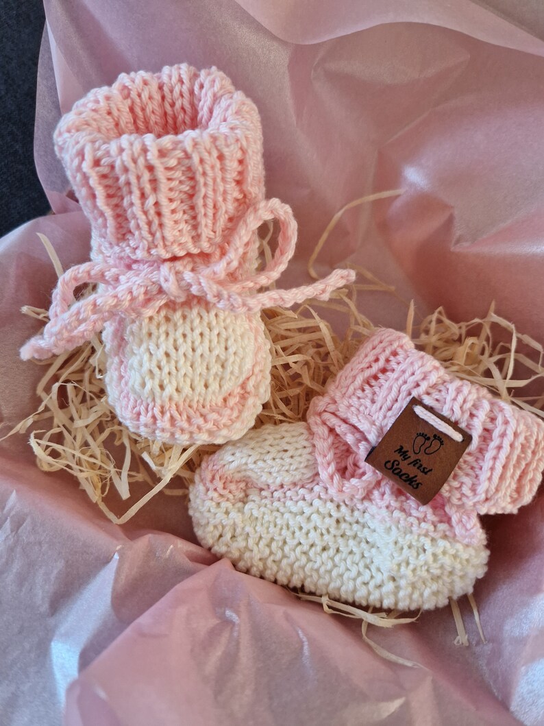 Knitted baby socks/baby boots, first socks for babies, newborn socks for boys and girls, birth gift, knitted baby clothes image 5