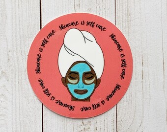 Skincare is Selfcare Red Circle Vinyl Sticker | Laptop, Water Bottle, Esthetician
