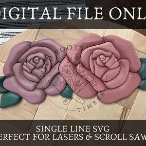Archivo láser floral de una sola línea - Archivo de corte láser SVG - Plantilla de sierra de desplazamiento - Plantilla SVG de signo de flor - Glowforge Laser File Flowers