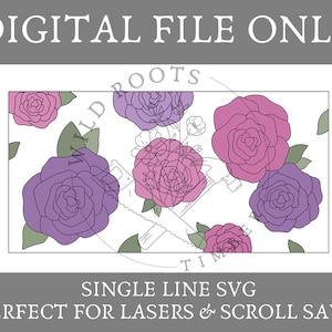 Single Line Floral SVG - Flower Laser File - Scroll Saw Template - Full Backer - Floral Sign SVG - Nursery Sign SVG