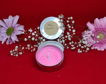 Pack of 2 Rose Garden scented tea light candles - handmade soy wax candles