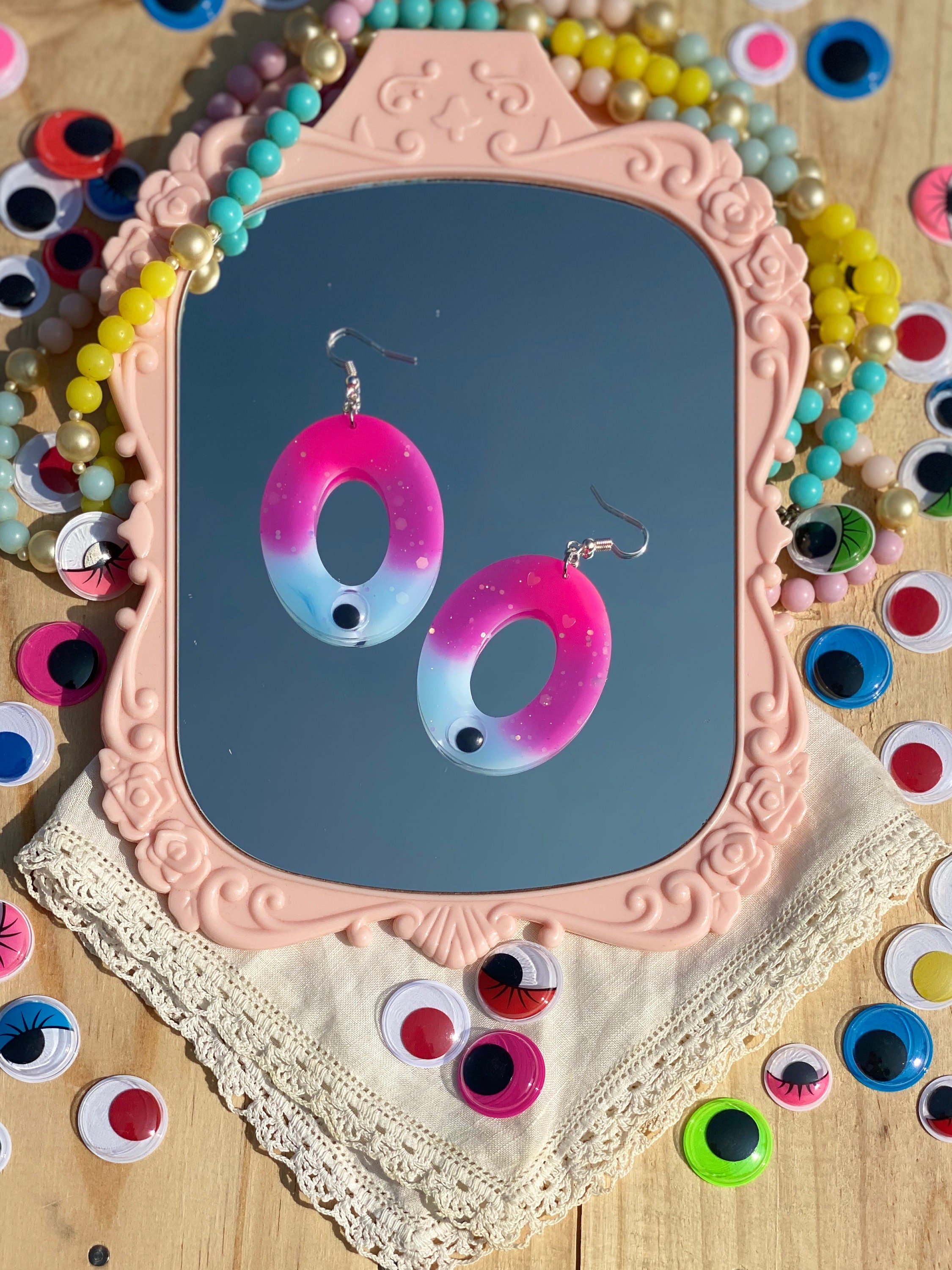 Pair of Handmade Resin Earrings with Googly Eyes Kawaii Etsy