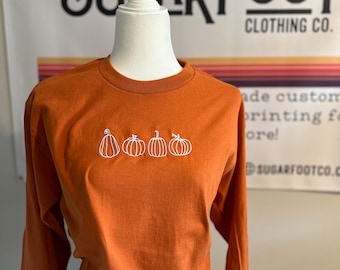 Pumpkin Embroidered Long sleeve Tee