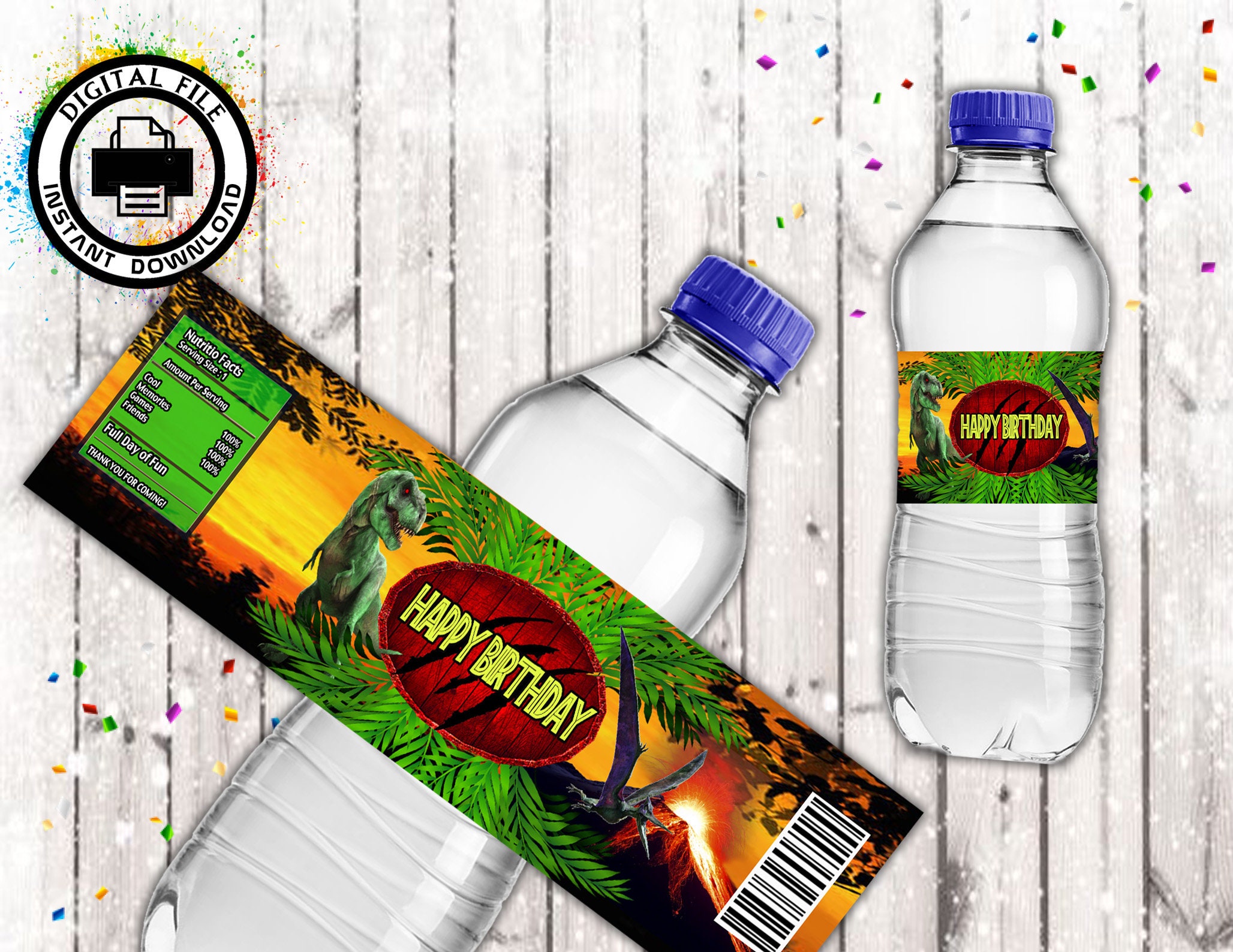 Dinosaur water label printableDinosaur Dinosaur Birthday Etsy