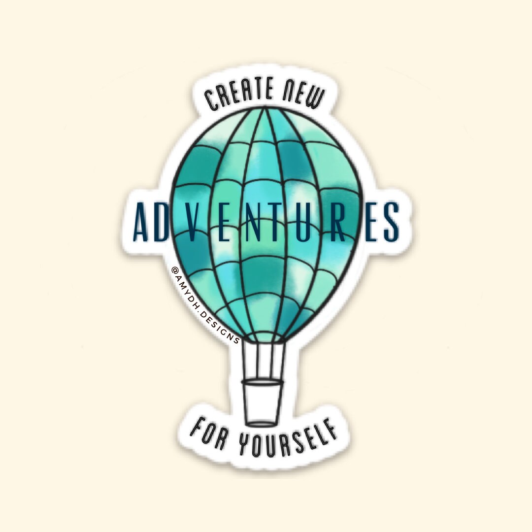 Adventure Hot Air Balloon, Vinyl Sticker, Motivational Sticker, Laptop Sticker, Hydro Flask