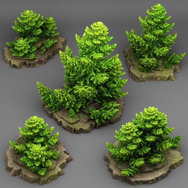 Plants - Ancient pine trees, available in 28 mm or 32 mm scale, modular for DnD and tabletop