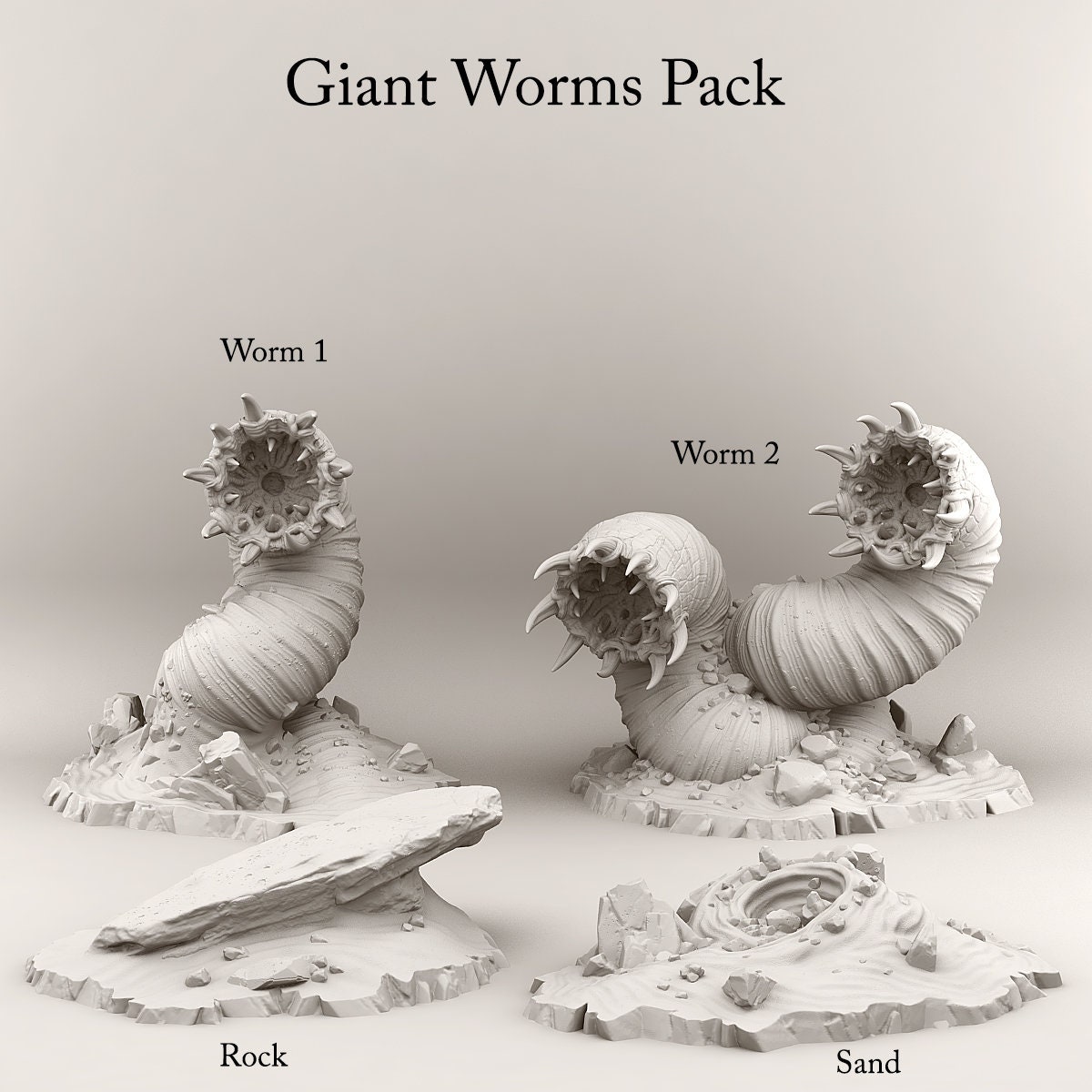 Sandworms Giant Worm Worm Miniature Figure Dungeons and Dragons