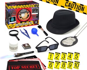 Kit Détective Espionnage Enfant 48 Pièces - Avec Stylo Secret, Loupe, Badges, âge 3 Ans+