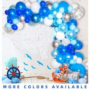 Blue Balloon Garland Kit | Balloon Arch Kit with Blue White and Silver Balloons | 120 Pack | Baby Shower Birthday Party Decoration