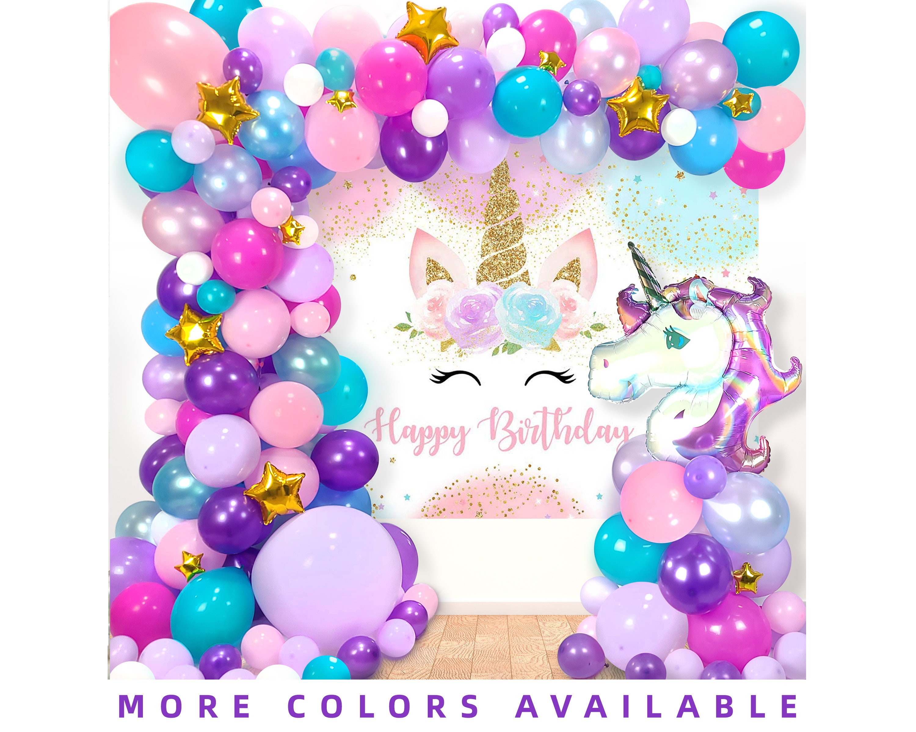 Unicorn Birthday Decorations Party Supplies Included Balloons Garland Arch  Kit Birthday Backdrop Unicorn Balloons for Girls 1st 2nd 3rd 12th 16th 18th  21st Birthday Decor 