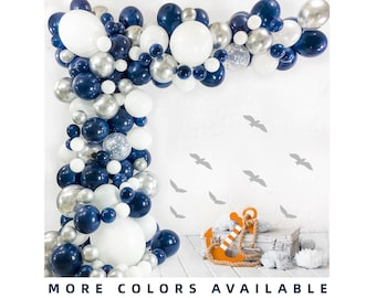 Navy Blue Balloon Garland Kit | Balloon Arch Kit for Baby Boy Shower | 120 Pack | Navy Blue and Silver Balloons