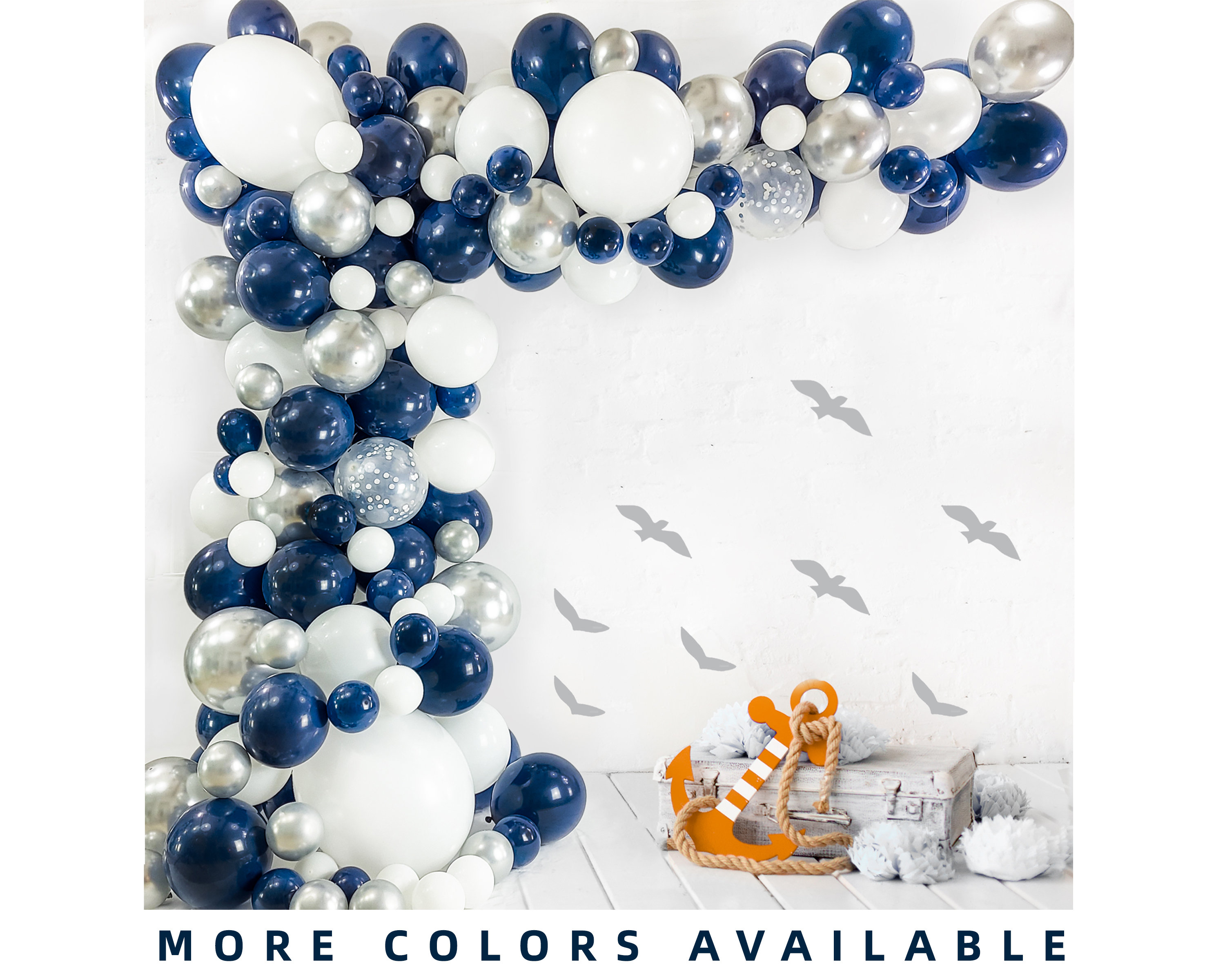 Navy Blue Ballon Girlande Kit | Ballonbogen Set für Baby Boy Shower | 120er Pack | Marineblaue und silberne Luftballons