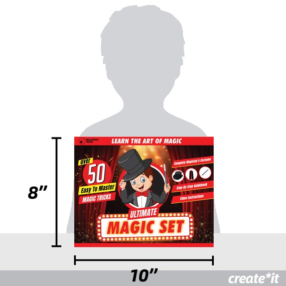 Magic Kit for Kids Magic Tricks Set for Kids Age 6 8 10 12 Magician Costume  for Pretend Play With Easy to Follow Guidebook 