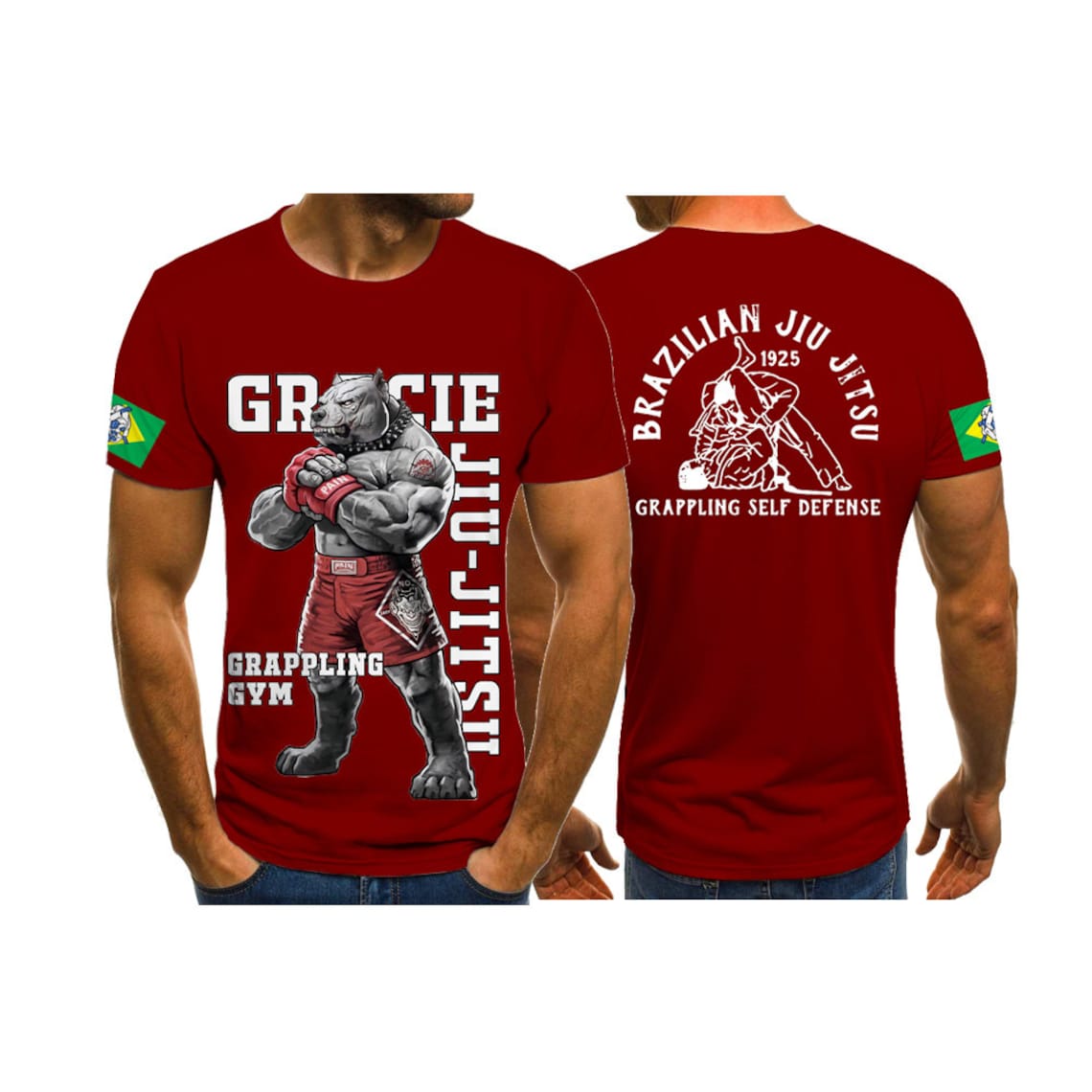 OSS Brazilian Jiujitsu BJJ Grappling Animal Anime Bully Graphic 3D Printed Tshirt Quick Dry