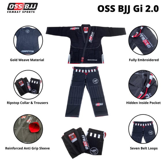 OSS Combat Sports BJJ Gi Brazilian Jiu Jitsu Kimono Jujitsu Gi Ripstop  Resistant Collar Reinforced Sleeve and Comfortable Design -  Australia