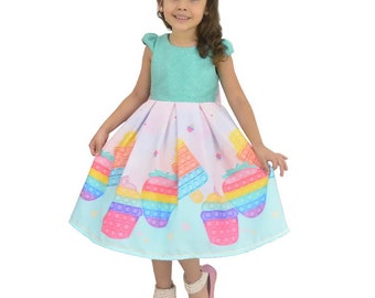 Pop It Fidget Toy Dress For Baby and Girl, Birthday Party
