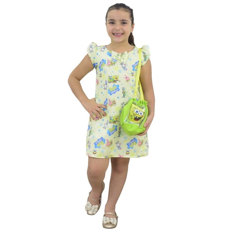 Girl/'s Sponge Bob Dress With Bag and Plush birthday party