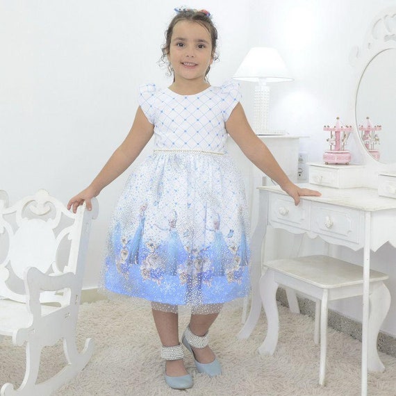 Girl's Dress Elsa Frozen With Glitter French Tulle | Etsy