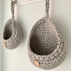 Ella and Rose Teardrop hanging storage basket| Hanging organiser|Crochet home decor| Recycled yarn hanging basket|Plant Hanger|Storage