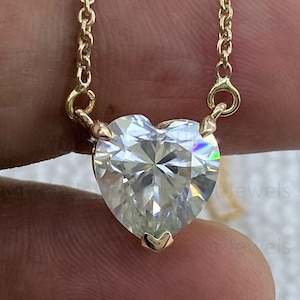 9mm Heart Cut VVS1 Moissanite Pendant, 14K Rose Gold Pendant, Anniversary Pendant, 18 Inch Chain, Pendant Necklace, Men&#39;s & Women&#39;s Pendant
