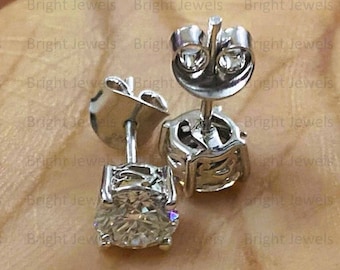 1 Ct Rundschliff Moissanite Solitär Damen Ohrstecker 14K