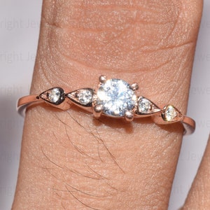 Bague de fiançailles solitaire ronde en moissanite VVS1, bague de mariage ronde en moissanite de 0,68 CTW, meilleur cadeau bijou pour une mariée, bague d&#39;anniversaire