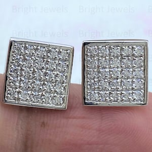1.00 TCW Round Cut Moissanite Stud Earring, Push Back Stud Earring, 14K White Gold Stud Plated Earring, Moissanite Wedding, Gift For Mom