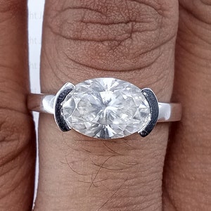 Oval Moissanite Engagement Ring, 2.50 CTW Moissanite Wedding Ring, 14K White Gold Plated Ring ,Anniversary Gift Ring, Oval Solitaire Ring