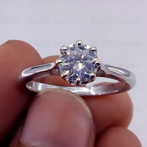 7mm 1.20CT VVS1 Moissanite Wedding Ring, Round Engagement Solitaire Ring, Certified VVS1 Moissanite Ring For Anniversary Gift, Gift For Wife