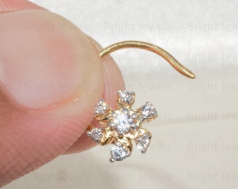 Nässtift i 14 karat guld med diamanter: Rundslipad moissanit solitaire