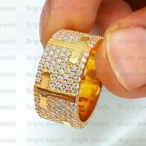 Moissanite Men's Ring, 14k Solid Gold Wedding Ring For men, D Color VVS1 Certified Moissanite Gemstone, Man Gift Ring, Diamond Substitute