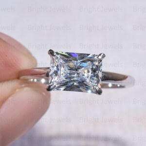 Radiant Cut Moissanite Engagement Ring, Radiant Cut Anniversary Ring, Radiant Cut Solitaire Ring, 2.50 TCW Radiant Cut Women Wedding Ring