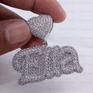 Colgante de letras del alfabeto de moissanita de corte redondo, colgante de letras de moissanita personalizado, colgante de boda de moissanita, colgante chapado en oro blanco de 14 quilates