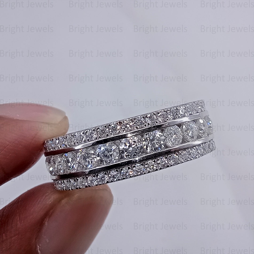 Moissanite Eternity Band Ring: Round Cut VVS1, 14K White Gold - Etsy