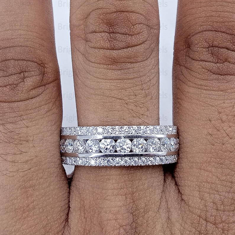 Moissanite Eternity Band Ring: Round Cut VVS1, 14K White Gold - Etsy