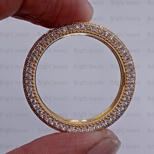 Round Cut Moissanite Men's Wedding Band, 14K Yellow Gold Eternity Ring ...