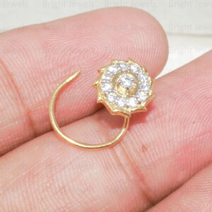 14K guld diamant nässtift: Rund Moissanit Solitaire bild 5