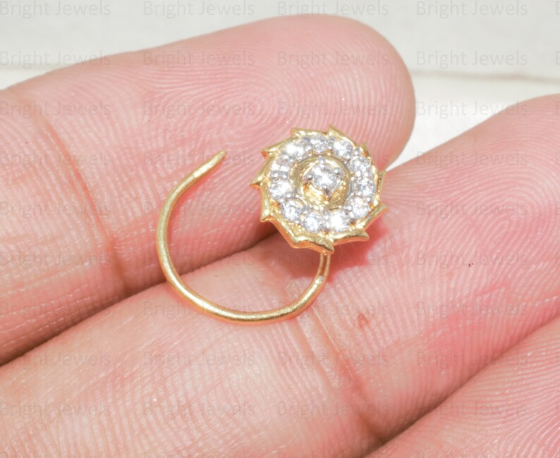 14K guld diamant nässtift: Rund Moissanit Solitaire bild 5