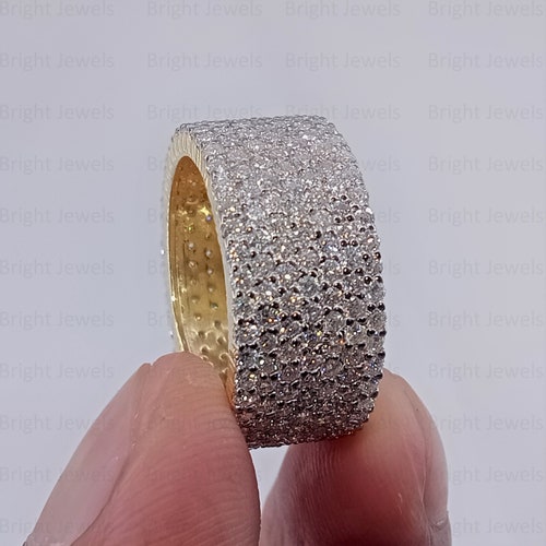 Eis Schmuck Für Männer Massiv 925 Silber Herren Baguette CZ Pinky RING 14k Vergoldet Eis Herren Ring Saphir